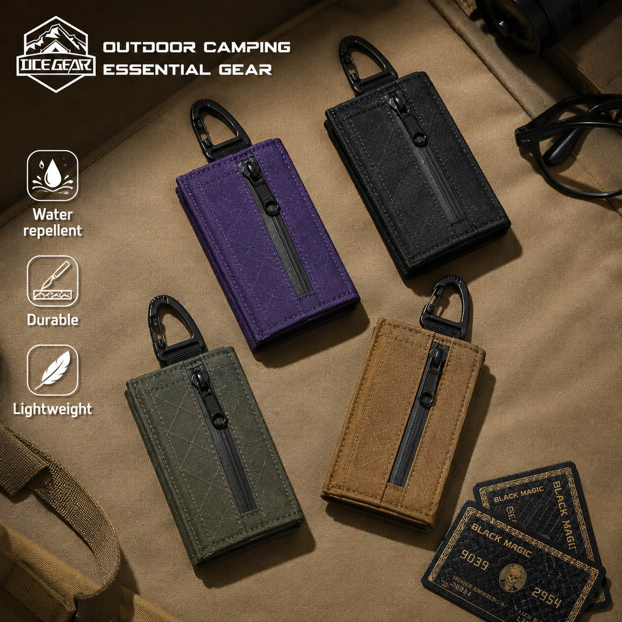 Edc Concealed Carry - Lightweight Trifold Wallet with Hook Tear