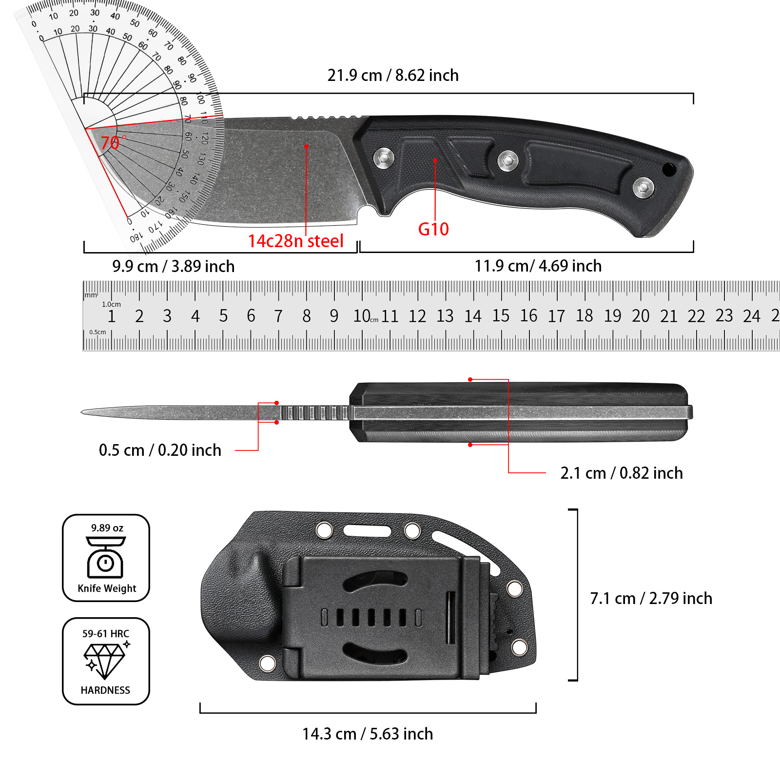 SDOKEDC 14C28N Steel EDC Utili – обзор и цена Edc Fixed Blade Deep Carry